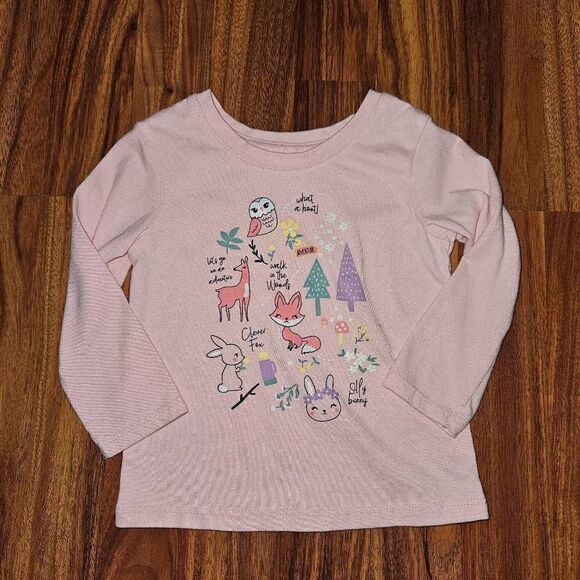 5 for $25 Members Mark Pink Wilderness Long Sleeve Tee Baby Size 12 Months - Picture 1 of 3